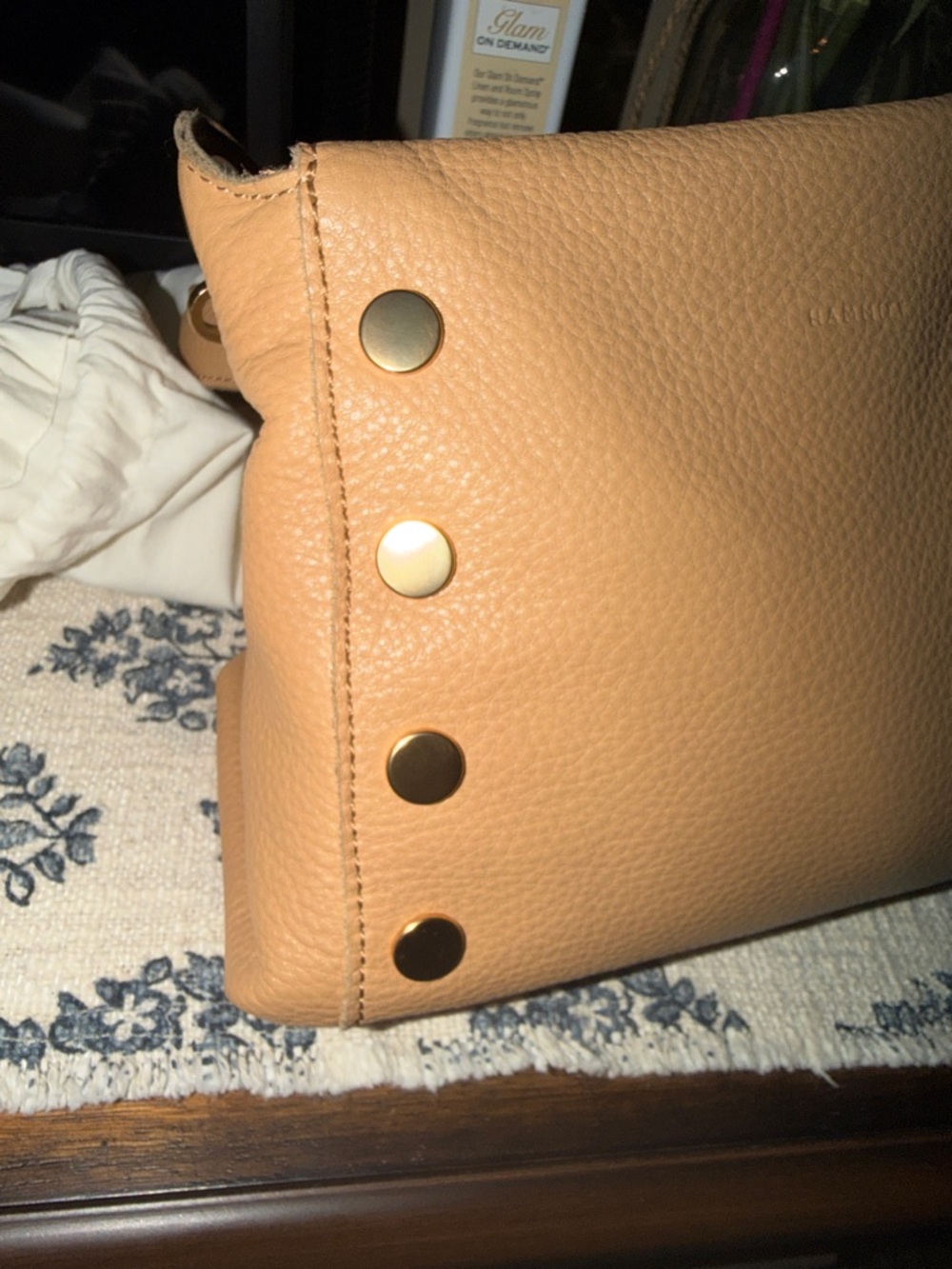 Hammitt Bryant Medium Pebbled Leather Crossbody in Tan w/ Gold Studs & Dust Bag - Picture 11 of 14